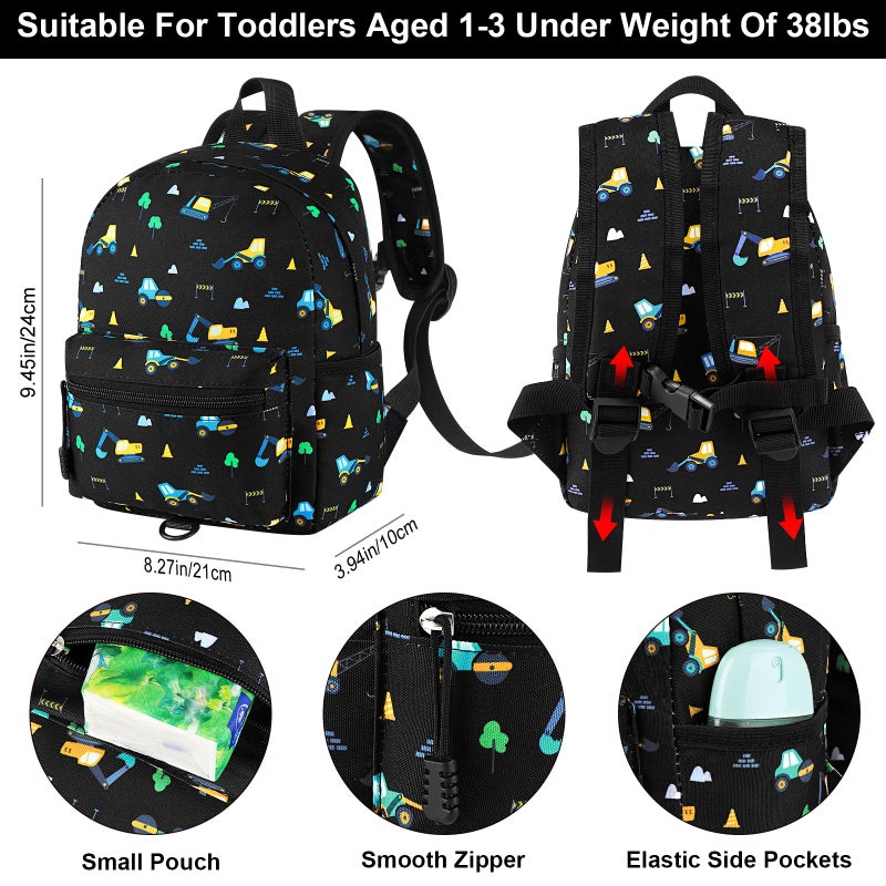 Accmor Toddler Backpack Leash, Mini Child Backpack with Anti Lost Wrist Link, Cute Kids Backpack Walking Harness for Outdoor Travel, Adorable Excavator Backpack Tether for Baby Boys Girls Ages 1-3 - Image 2