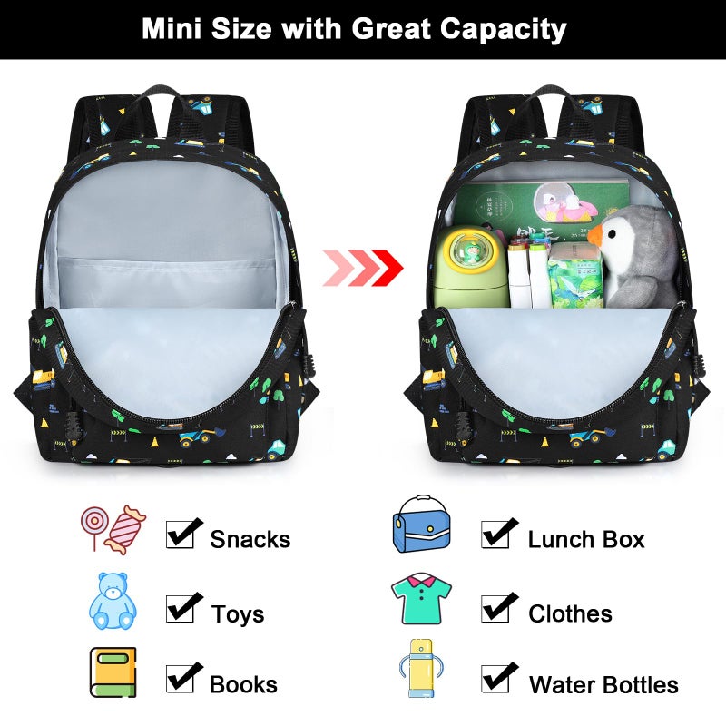Accmor Toddler Backpack Leash, Mini Child Backpack with Anti Lost Wrist Link, Cute Kids Backpack Walking Harness for Outdoor Travel, Adorable Excavator Backpack Tether for Baby Boys Girls Ages 1-3 - Image 3