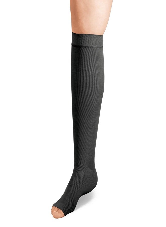 Exo Strong Compression Stocking Below Knee XXL Average Black 20-30 Open Toe Silicone