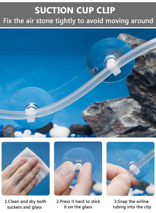 HOOTO Aquarium Air Stone Rods40.5cm, Fish Tank Air Stones with Plastic Base Square Oxygen Diffuser for Nano Air Pump Kegs and Fish Tanks, 2-Pack+4 split suction cups - Image 4