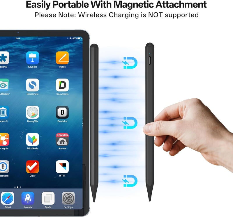 iafer Pencil for i-Pad 2018-2026, Fast Charge Tilt Sensitivity Palm Rejection Stylus Pen for i-Pad A16 11/10/9/8/7/6th Gen, Pro 11/12.9/13 M4, Air 3/4/5/M2/M3, Mini 5/6/7/A17 Pro - Image 4