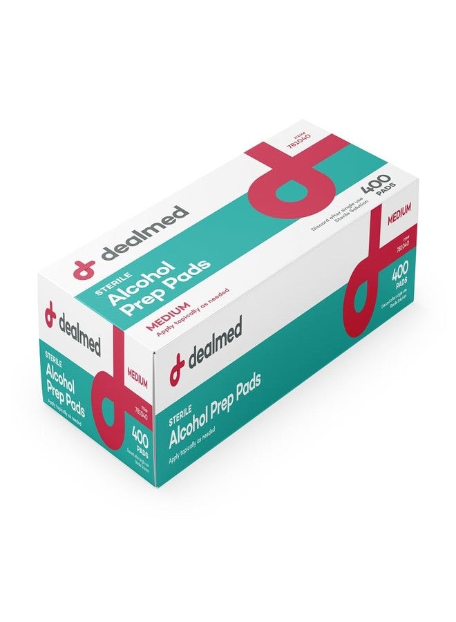 Dealmed Alcohol Prep Pads – 400 Count Medium Latex-Free Gamma Sterilized Antiseptic Wipes, Wound Care Products for First Aid Kits, Home, and Medical Facilities - Image 1