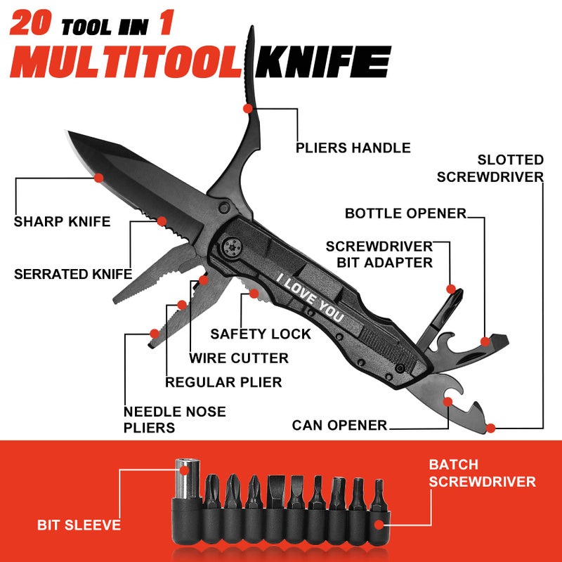 ZAVIT Gifts For Boyfriend Husband Him  Multitool Knifei Love You   Valentines Day Unique Gifts  Tools Gadgets Gifts For Him  Christmas Stocking Stuffers  Anniversary  Birthday Gift Ideas  Husband Gifts. - Image 2