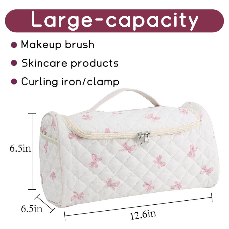 GISMTR Quilted Hair Tools Travel Case, Cotton Portable Storage Bag with Hanging Hook for Hair Curler Accessories, Cute Dustproof Travel Organizer - Image 2