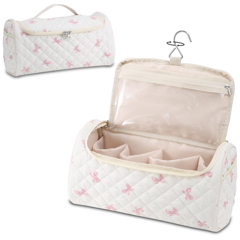 GISMTR Quilted Hair Tools Travel Case, Cotton Portable Storage Bag with Hanging Hook for Hair Curler Accessories, Cute Dustproof Travel Organizer - Image 1