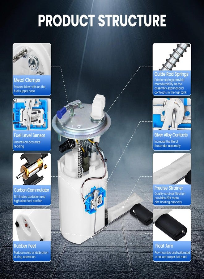 SYKRSS مجموعة مضخة الوقود الكهربائية SYKRSS E8819M متوافقة مع هيونداي إلنترا L4 سعة 2.0 لتر موديلات 2007-2012، بديلة للأرقام FG1271 وFG0799 وSP3021M - Image 2