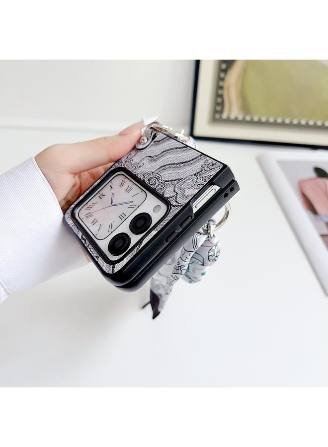 جرين تايجر جراب لهاتف Huawei Nova Flip مع غطاء كامل مطرز بتطريز سحابي مناسب مع وشاح / سوار - Image 3