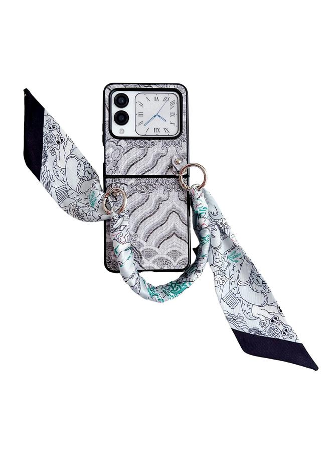 جرين تايجر جراب لهاتف Huawei Nova Flip مع غطاء كامل مطرز بتطريز سحابي مناسب مع وشاح / سوار - Image 1