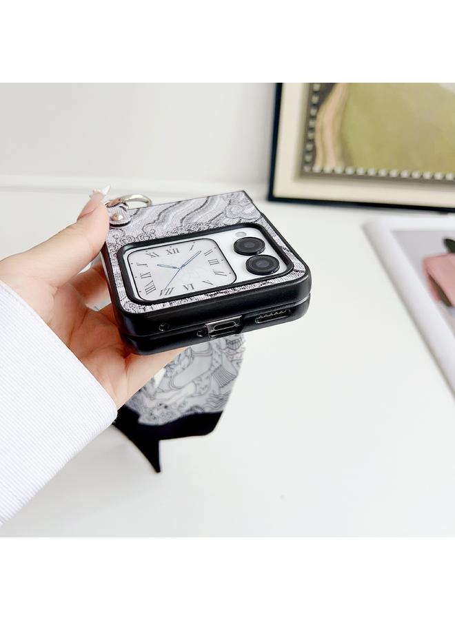 جرين تايجر جراب لهاتف Huawei Nova Flip مع غطاء كامل مطرز بتطريز سحابي مناسب مع وشاح / سوار - Image 4