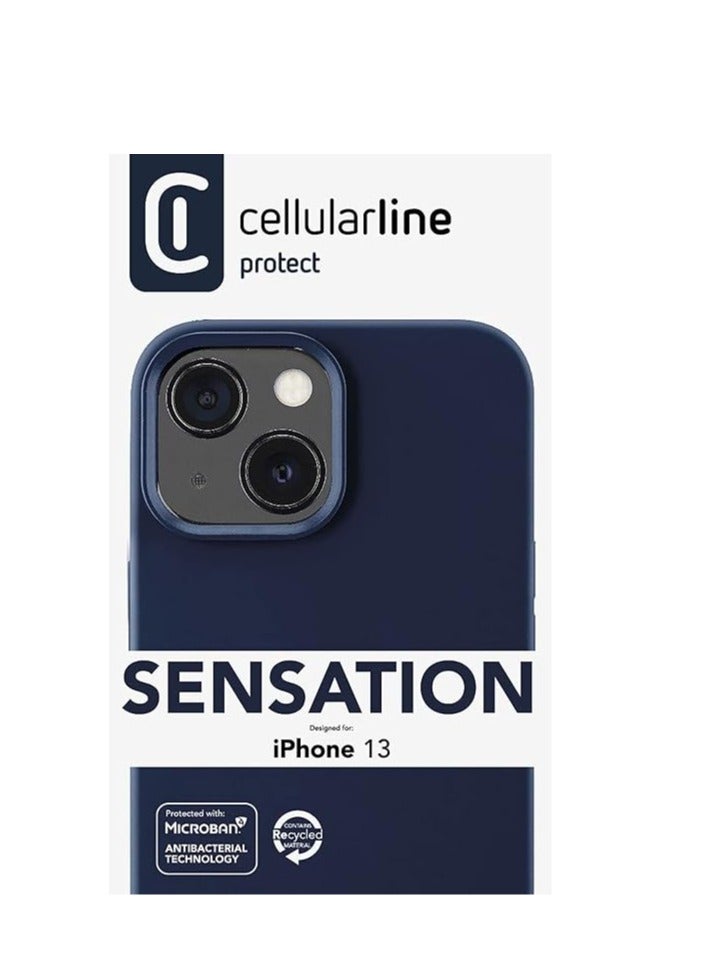 cellular line Cellularline Sensation Iphone 13 Soft-Touch Silicone Case With Built-In Microban And Antibacterial Technology - Blue - Image 2