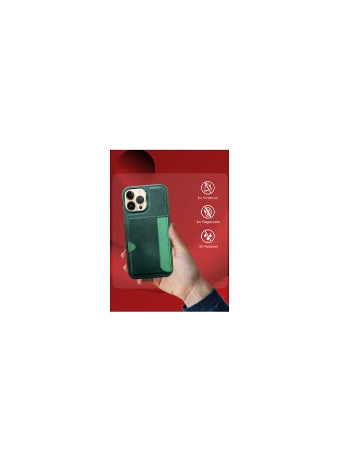 CATANES iPhone 13 Pro Max 2Packs Case Leather Antifingerprint Cover with Wallet Card Slot Shell, Side Insert Card Holder, Anti Fall Protection - Green  - Image 2