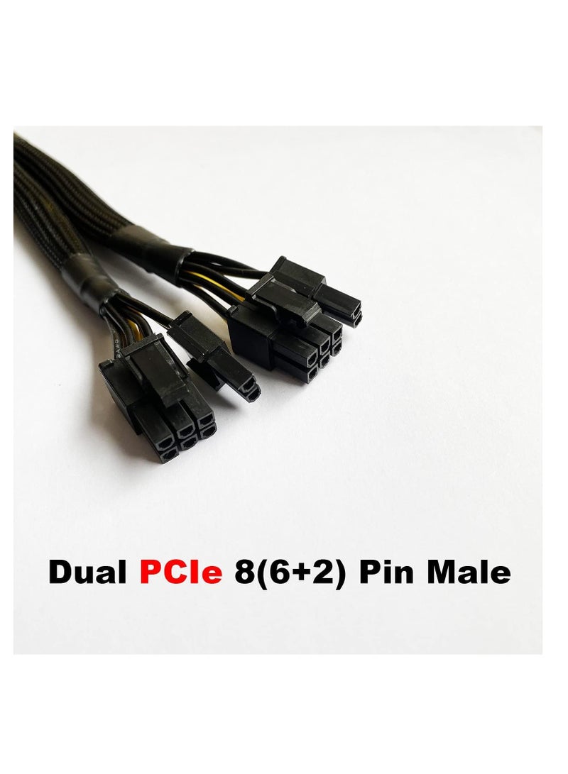 GPU VGA PCI-e 8 Pin Female to Dual 8(6+2) Pin Male PCI Express Adapter Braided Sleeved Splitter Power Cable 8.7 inch/22cm
