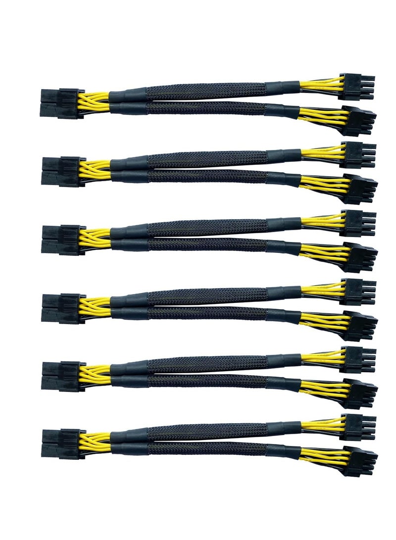 GPU VGA PCI-e 8 Pin Female to Dual 8(6+2) Pin Male PCI Express Adapter Braided Sleeved Splitter Power Cable 8.7 inch/22cm