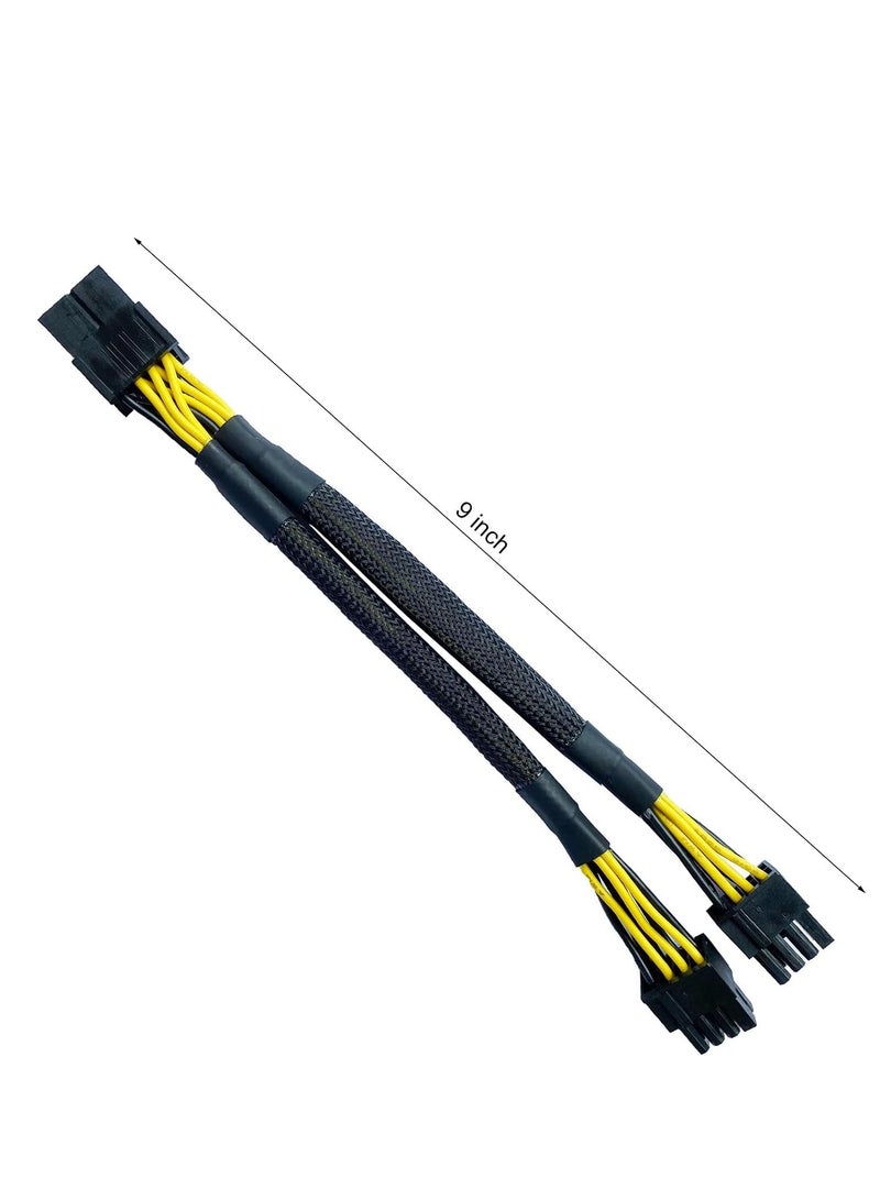 GPU VGA PCI-e 8 Pin Female to Dual 8(6+2) Pin Male PCI Express Adapter Braided Sleeved Splitter Power Cable 8.7 inch/22cm