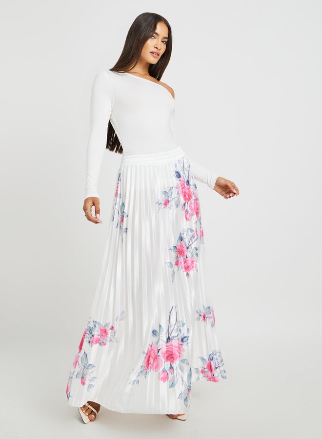 Styli Styli Floral Print Pleated A-Line Maxi Skirt  - Image 1