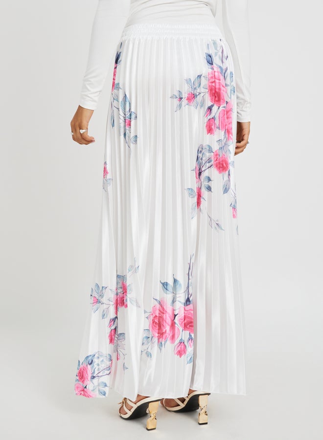 Styli Styli Floral Print Pleated A-Line Maxi Skirt  - Image 4