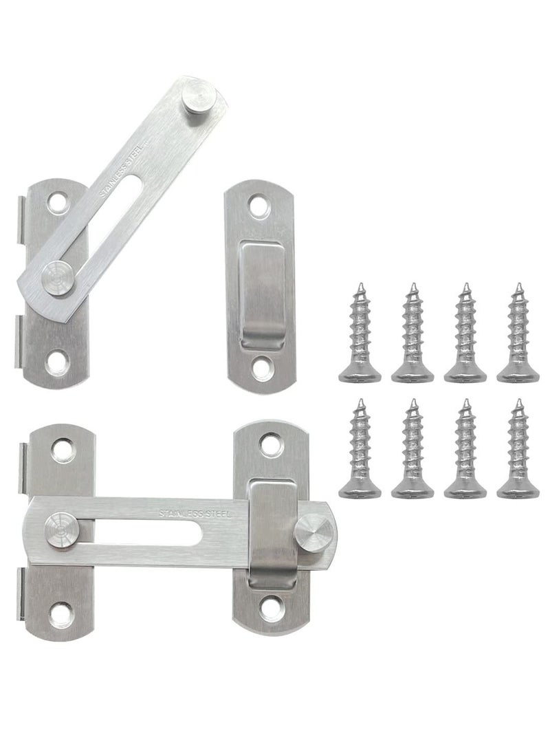 KASTWAVE 2pcs Door Lock, Stainless Steel Gate Latches, Flip Door Lock Latch, Safety Door Bolt Latch Lock Suitable for Door and Window, Barn Door Latch, Coop, Garden, Household, Bathroom(Silver) - Image 1