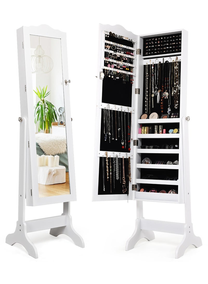 Comfy COMFY CLASSIC STANDING LOCKABLE WHITE JEWELLERY CABINET MIRROR  - Image 2