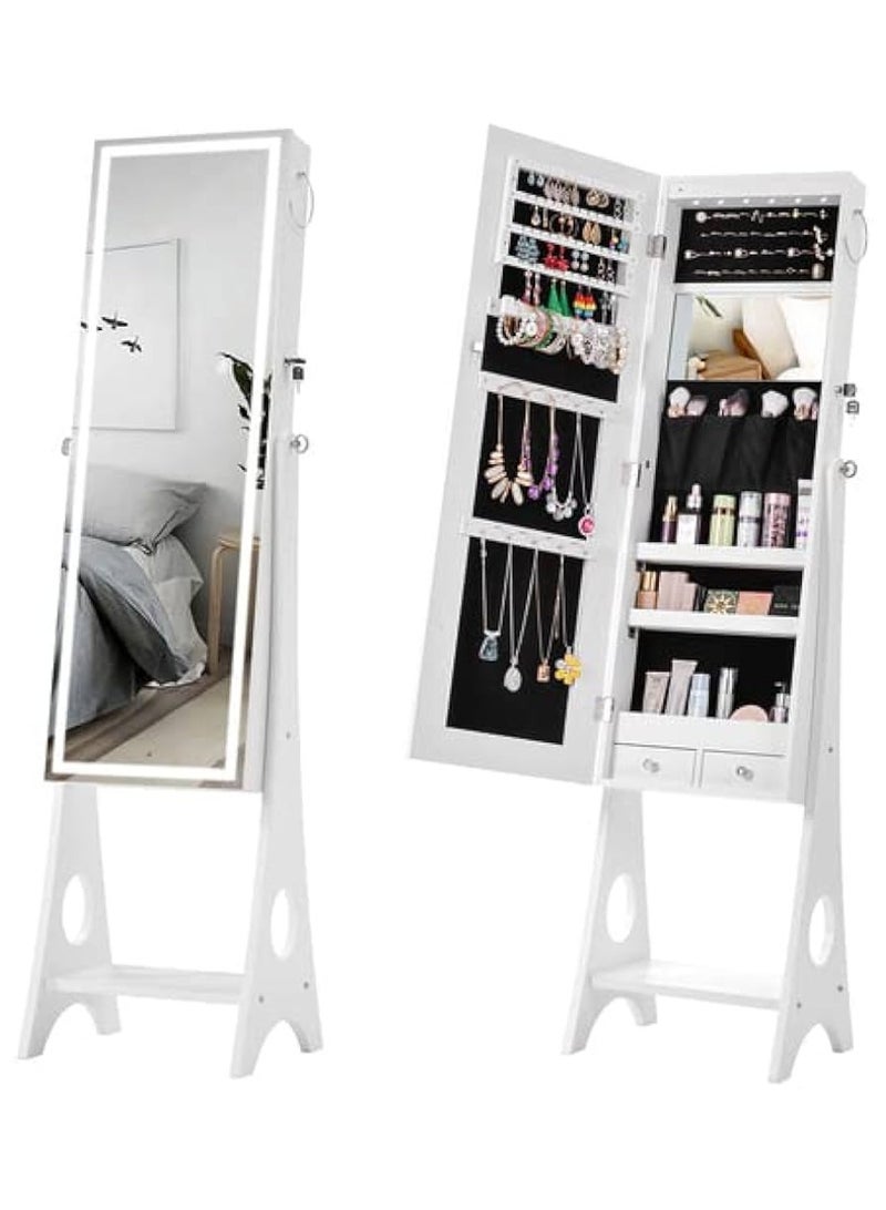 Comfy COMFY CLASSIC STANDING LOCKABLE WHITE JEWELLERY CABINET MIRROR  - Image 1