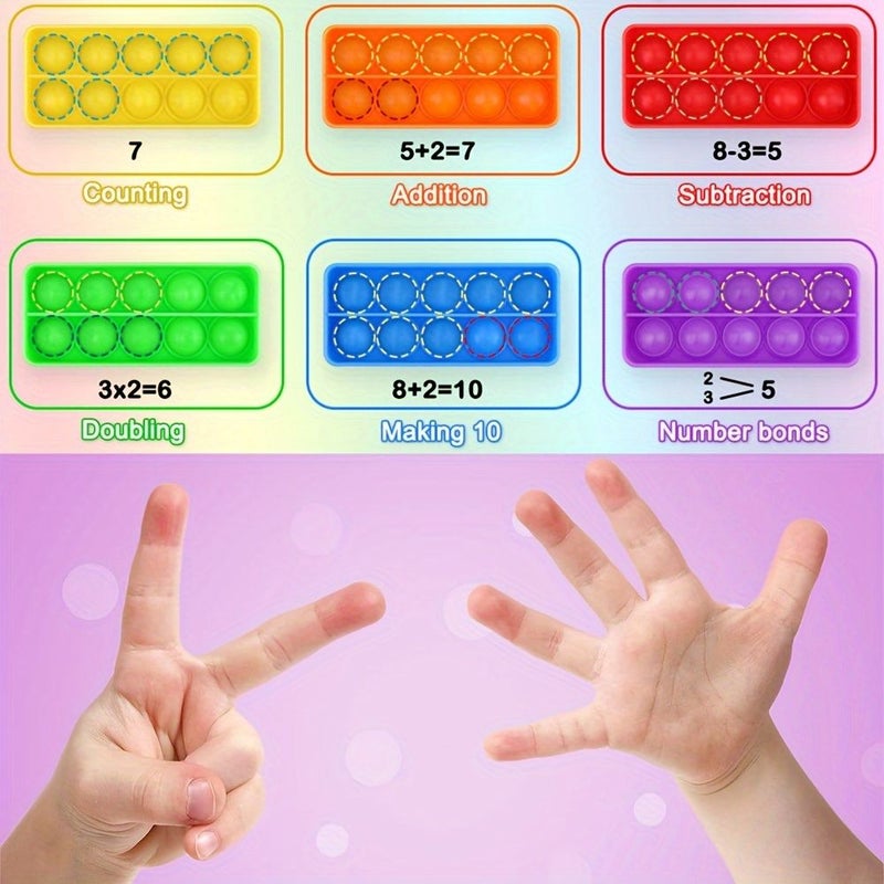 6pcs Ten Frame Math Games Push Bubble Fidget Toy Numbers Counting Learning Sensory Classroom Supplies Educational Stationery Manipulatives For Youngsters Unprinted - Image 5