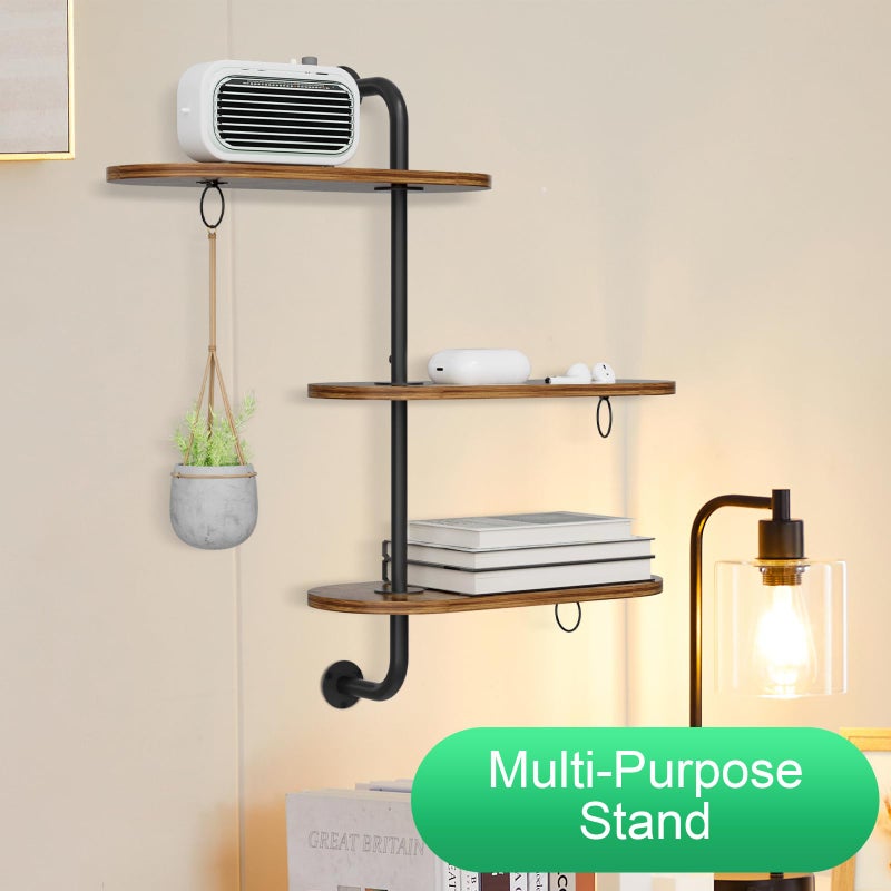 VyGrow Rotating Window Plant Shelves with 3 Anti-slip Mats, 3 Tier Plant Stand Indoor Outdoor, Wooden Window Plant Shelf with 3 Circle Hook, Hanging Plant Holder for Window, Potted Plants, Flowerpots (Antique Color, 3 Tier) - Image 5