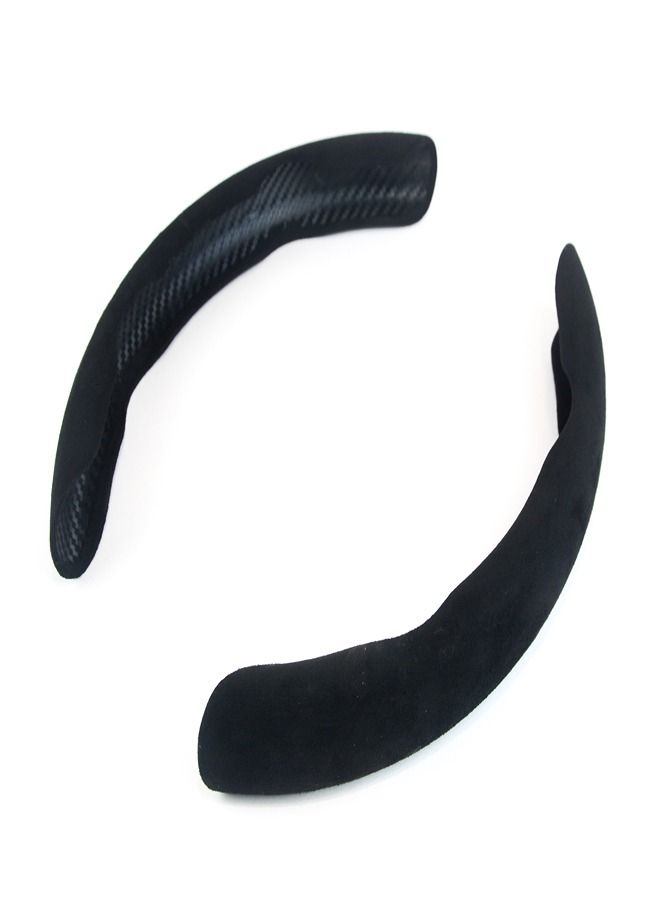 Carbon Fiber Anti-Skid Steering Wheel Cover Protector, 2 Pcs Segmented Steering Wheel, Durable, Easy to Install - Black - Image 1