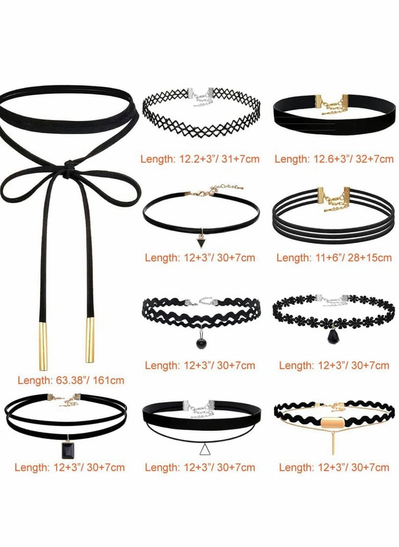 Excefore - Choker Necklace for Women, 10 Pcs Black Choker Necklace Set - Image 1