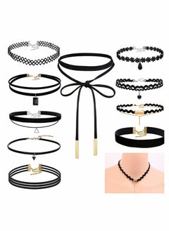 Choker Necklace for Women, 10 Pcs Black Choker Necklace Set