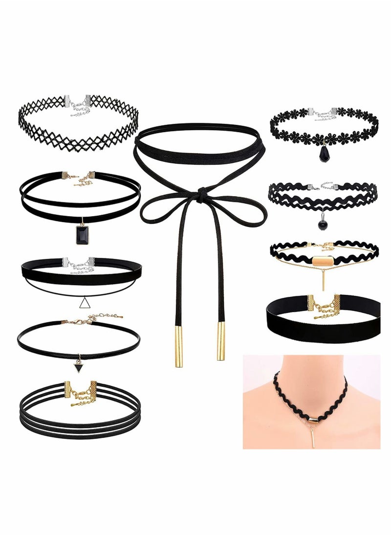 Excefore - Choker Necklace for Women, 10 Pcs Black Choker Necklace Set - Image 1