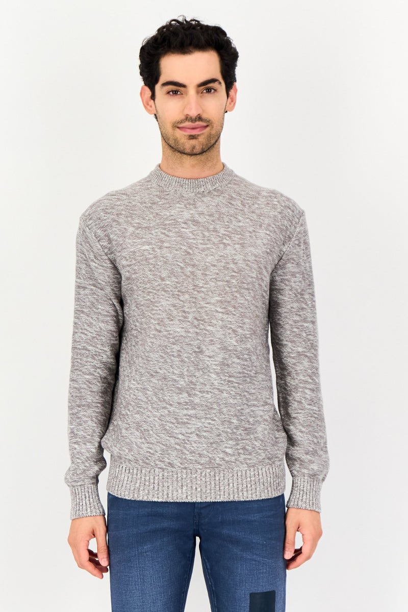 Celio Men Crew Neck Heather Sweater, Grey - Image 1
