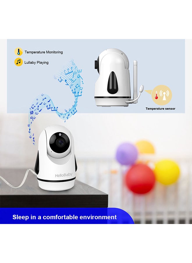 5.0 Inches Color LCD Screen Video Baby Monitor With Remote Camera, Pan-Tilt-Zoom, Infrared Night Vision, Temperature Display