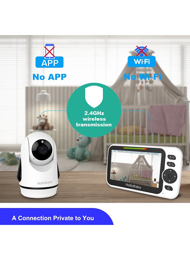 Hellobaby 5.0 Inches Color LCD Screen Video Baby Monitor With Remote Camera, Pan-Tilt-Zoom, Infrared Night Vision, Temperature Display  - Image 2