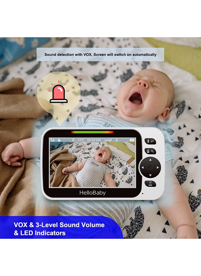 Hellobaby 5.0 Inches Color LCD Screen Video Baby Monitor With Remote Camera, Pan-Tilt-Zoom, Infrared Night Vision, Temperature Display  - Image 5