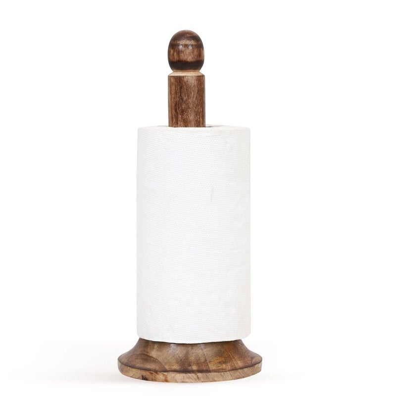 Vintageware® Wooden Paper Towel Holder Stand | Wooden Tissue & Toilet Paper Holder for Home, Kitchen, Hotels & Offices | Standard Brown Finish - Image 1