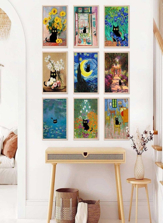 LOARTVE 9Pcs Funny Black Cat Wall Art Cats in Famous Paintings Posters Prints Vintage Gallery Wall Decor Pictures Eclectic Cute Preppy Aesthetic Room Decor,Unframed - Image 4