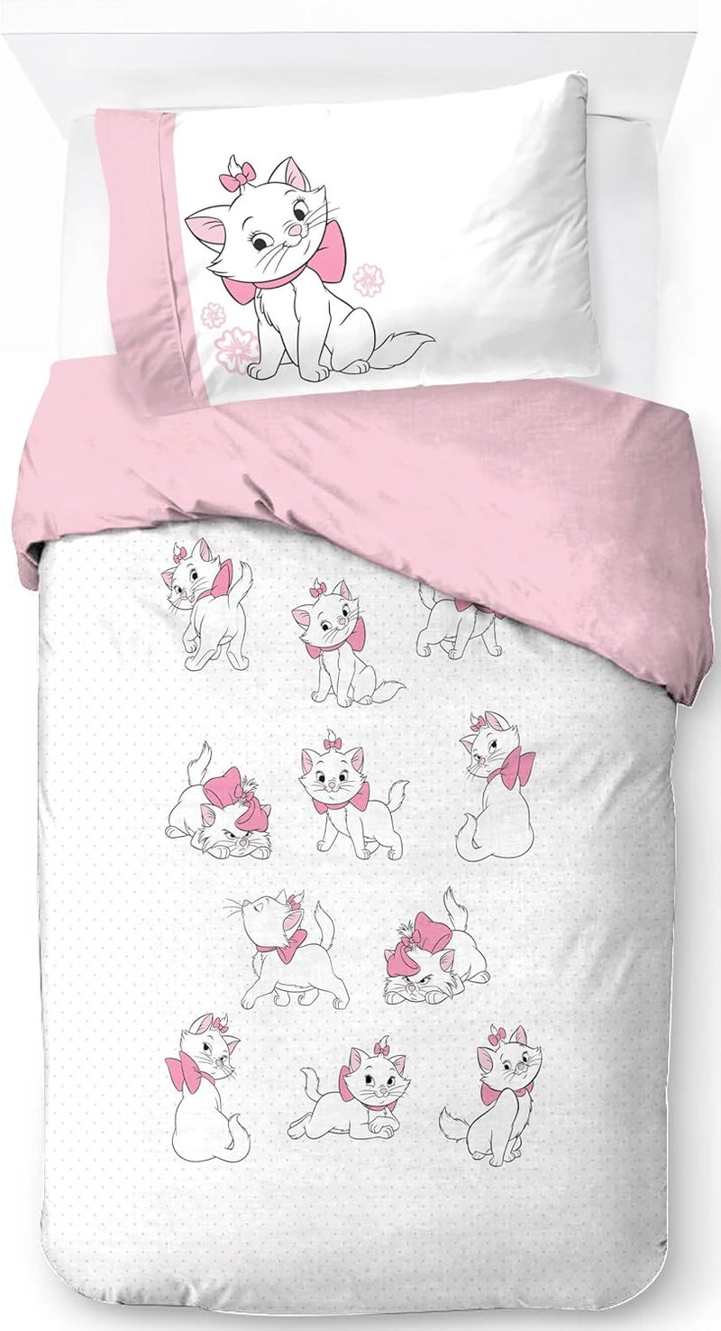 Jay Franco Disney Aristocats Marie 100% Cotton Single Duvet Cover Set - White Kitty Bedding Includes 50 x 70 cm Pillowcase - Image 1