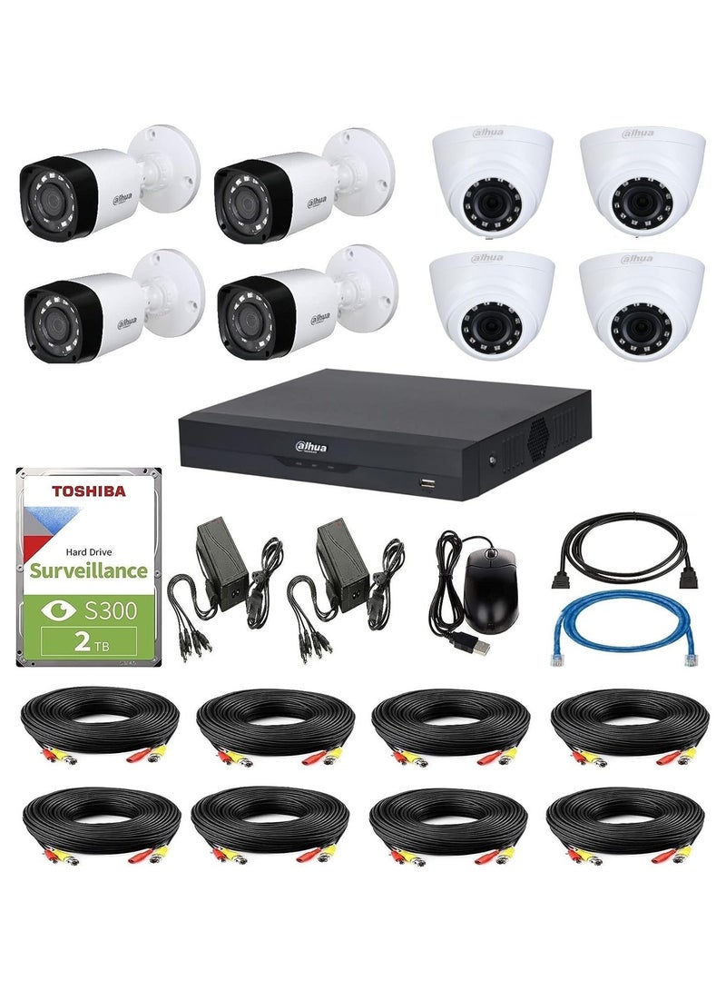 Dahua Dahua 4 Outdoor & 4 Indoor 2MP HD Security Cameras, 8 Channel 2TB Night Vision Waterproof for IOS & Android - Image 1