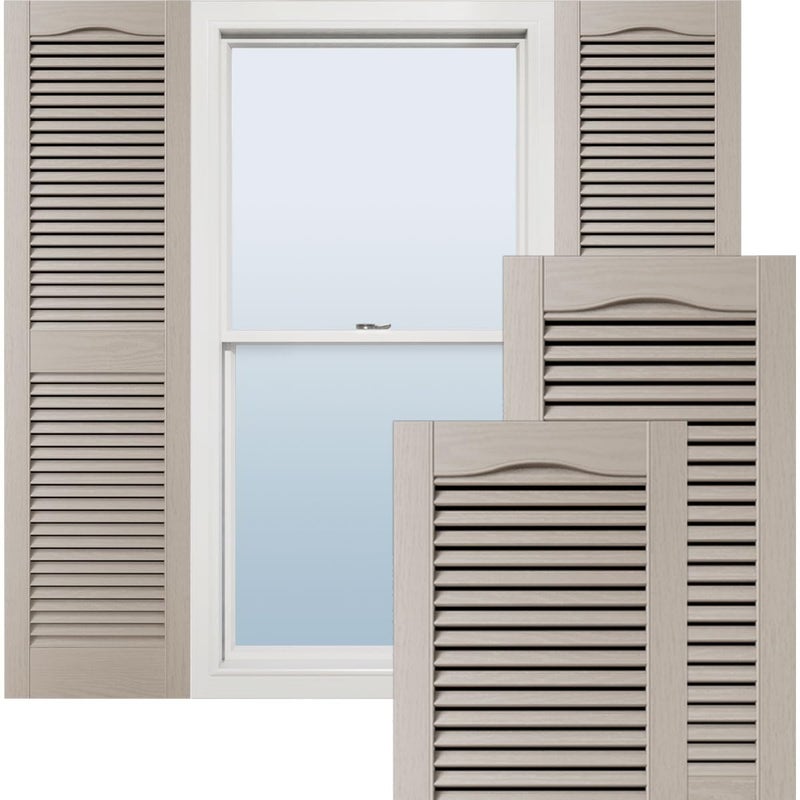 Ekena Millwork Lifetime Vinyl LL1S12X02500CL Standard Cathedral Top Center Mullion, Open Louver Vinyl Shutters, w/Installation Shutter-Lok's & Matching Screws (Per Pair), 12"W x 25"H, Clay