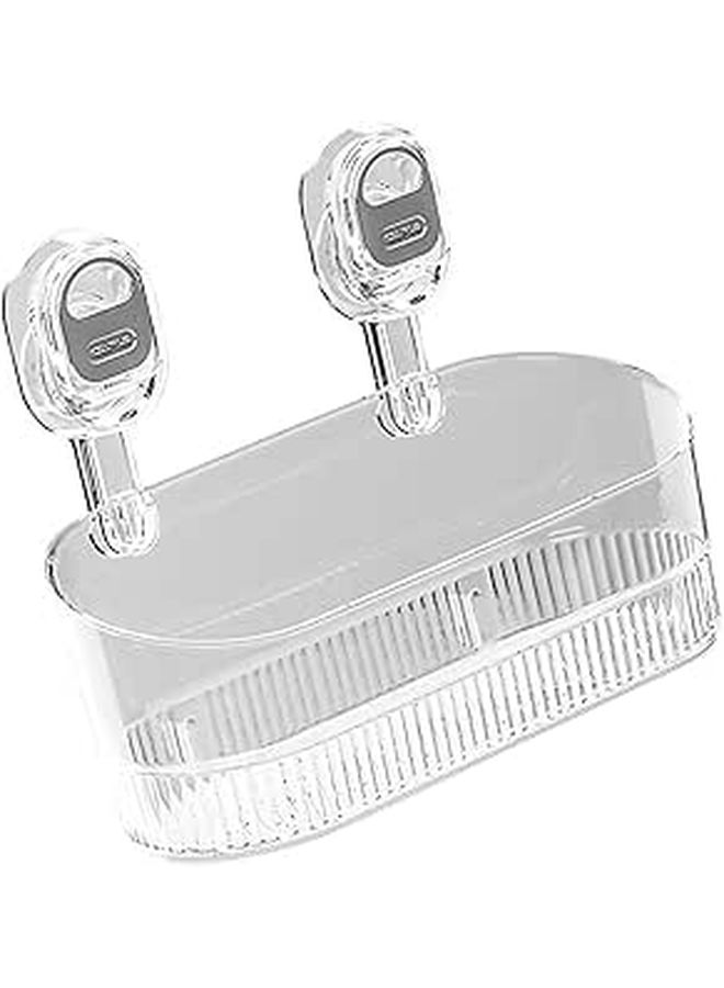 White Suction Cup Bathroom Organizer Rack Easy Install Portable Storage Holder - Image 1