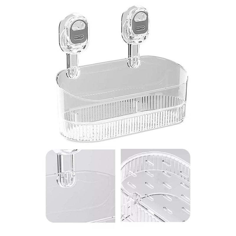 White Suction Cup Bathroom Organizer Rack Easy Install Portable Storage Holder - Image 4