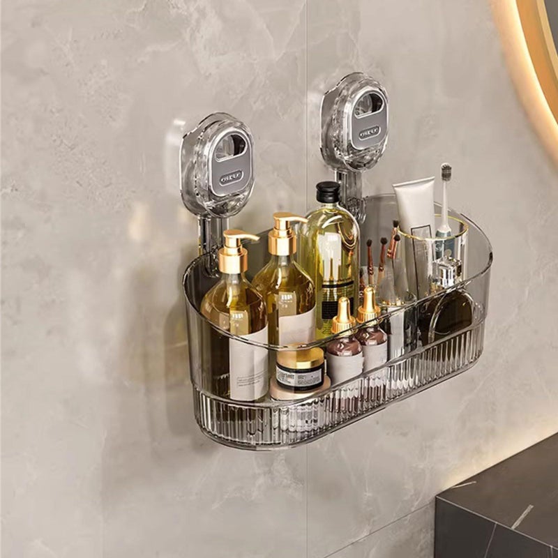 White Suction Cup Bathroom Organizer Rack Easy Install Portable Storage Holder - Image 3