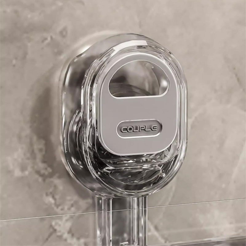 White Suction Cup Bathroom Organizer Rack Easy Install Portable Storage Holder - Image 5