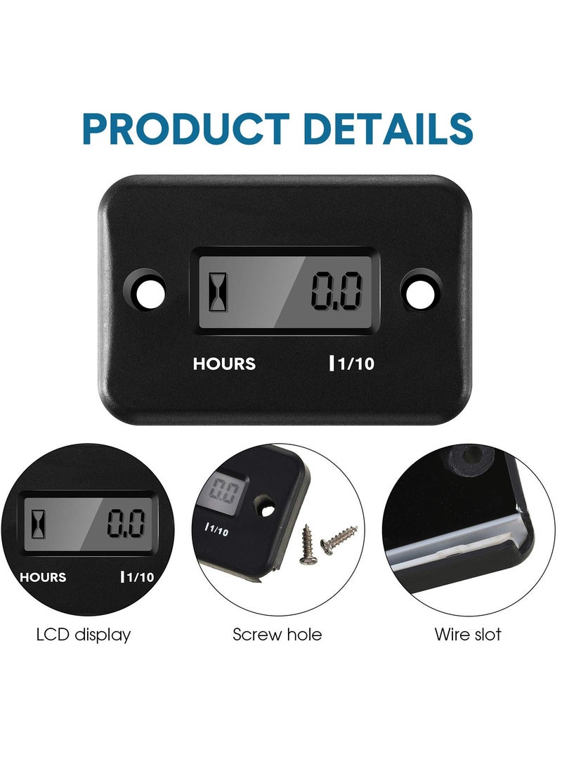 Dual Hour Meters for Small Engines, Automatic Shutdown Tachometers for Gas Engines, Inductive Hour Meter for Lawn Mowers, Dirt Bikes, Motorcycles, Snowmobiles, ATVs, and Boats - Image 4