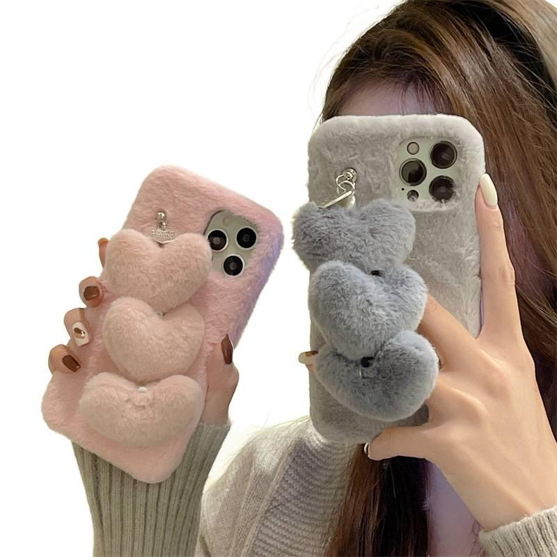 Drop Protection iPhone 13 Pro Max Silicone for iPhone 13 with Furry Heart Bracelet and Anti Fingerprint in Gray Colour - Image 5