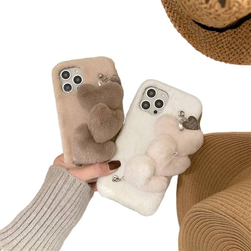 Drop Protection iPhone 13 Pro Max Silicone for iPhone 13 with Furry Heart Bracelet and Anti Fingerprint in Gray Colour - Image 4