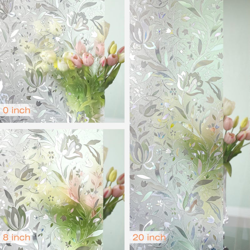 Hilarious Privacy Window Film, Tulip Window Vinyl, Stained Glass Static Stickers, 3D Decorations for Glass Windows, Removable Window Covering, Adhesive-Free Stickers (11.8'' x 78.7'') - Image 3