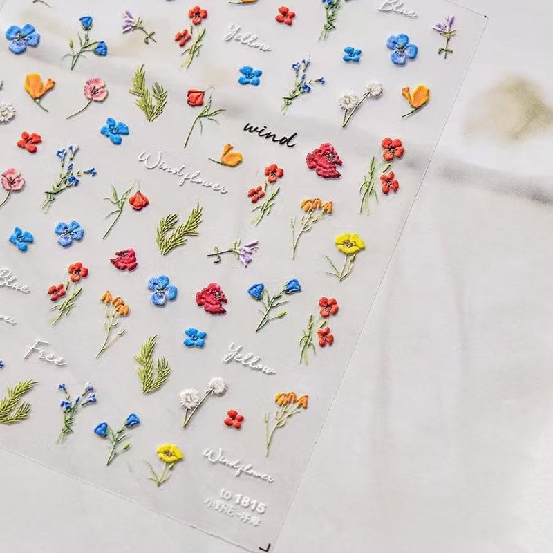 SPLOCUDU Flower Nail Art Stickers Daisy Sunflower Nail Decals for Nail Art Design Spring Summer Floral Nail Stickers Manicure Decorations for Women Girls Children - Image 5