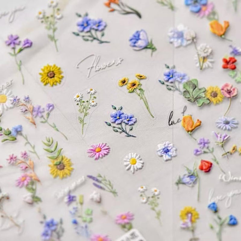 SPLOCUDU Flower Nail Art Stickers Daisy Sunflower Nail Decals for Nail Art Design Spring Summer Floral Nail Stickers Manicure Decorations for Women Girls Children - Image 4