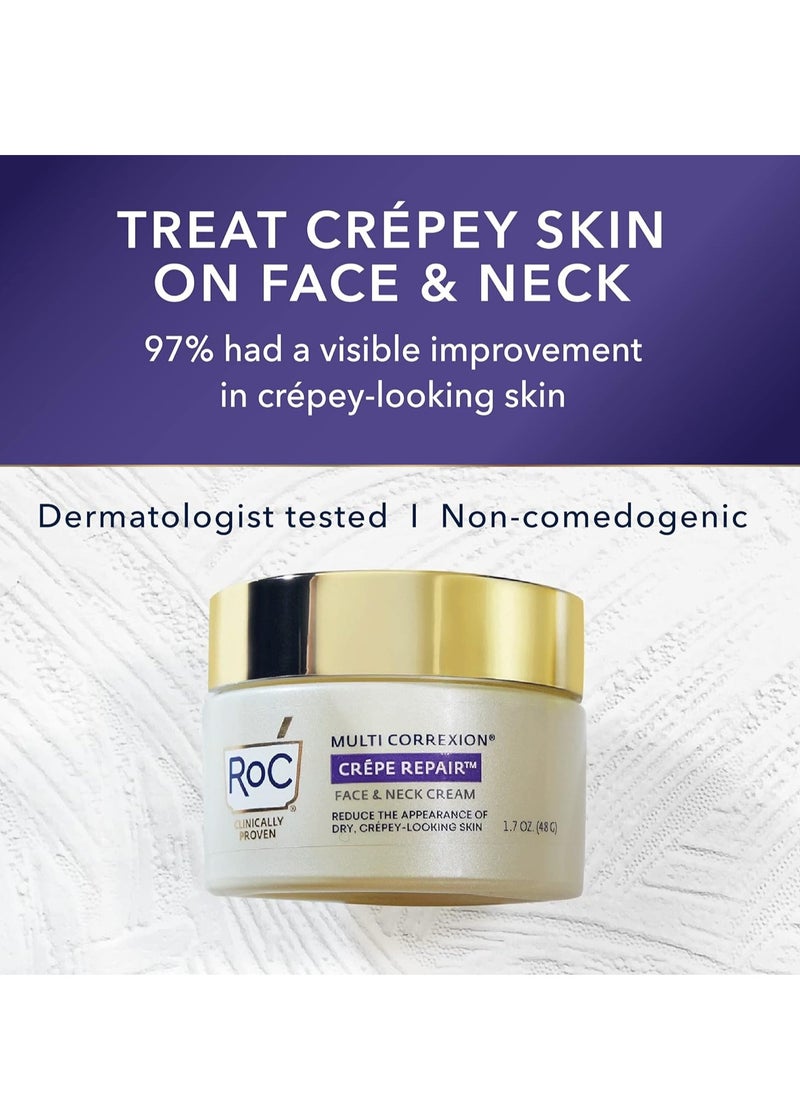 RoC - RoC Crepe Repair Anti Aging Daily Face Moisturizer & Neck Firming Cream (1.7 oz) + RoC Retinol Wrinkle Smoothing Capsules (7 CT), Skin Care Routine for Women and Men - Image 1