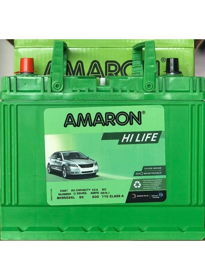 Amaron Car Battery, 12V 65AH 95D26L-MF - Image 2